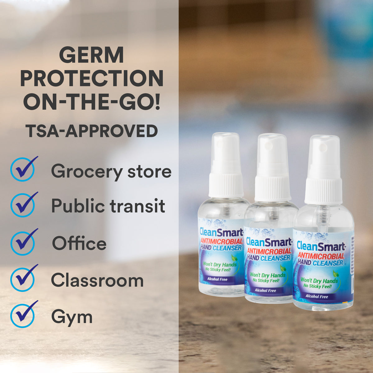 3 Travel Bottles of 2 oz Skin & Hand Cleanser CleanSmart